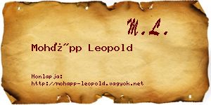 Mohápp Leopold névjegykártya